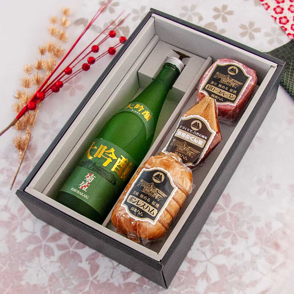 大吟醸ギフトセット かがやき 筑波ハム 木内酒造 ハム 日本酒 詰め合わせ ギフトセット